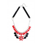 Red Salvia splendens Floral Bauble Statement Necklace